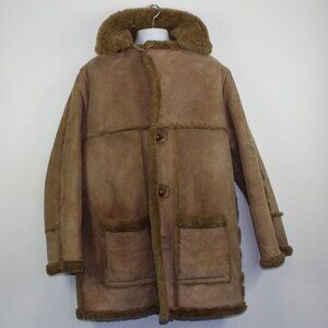 Vintage Sheepskin Shearling Leather Jacket Coat (2XL - 50)